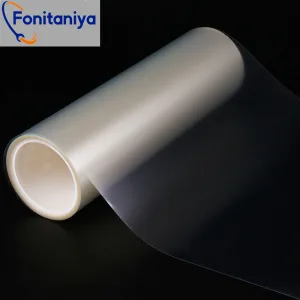 a roll of indium tin oxide conductive film in the black background