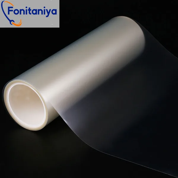 a roll of indium tin oxide conductive film in the black background