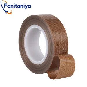 a roll of teflon glass cloth tape, in brown color with mesh