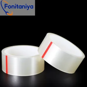 two rolls of transparent pet high-temperature tape in black background