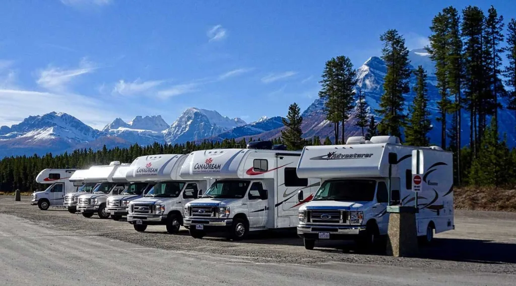 multiple rvs parking in a national park