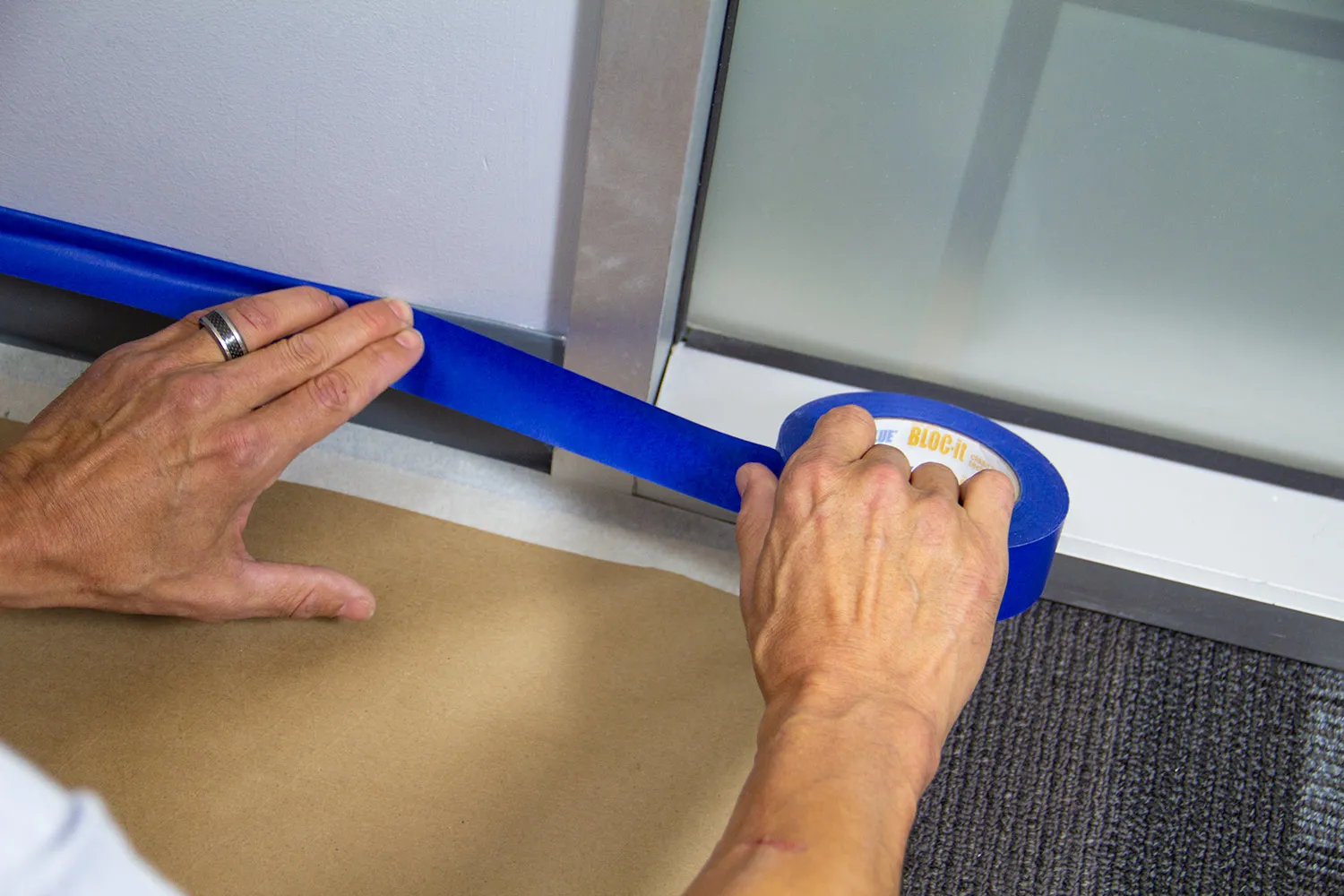 a fellow engineer applying masking tape