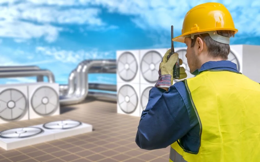an engineer checking HVAC system