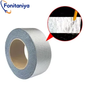 a roll of butyl foil tape and cloe-up look of the surface