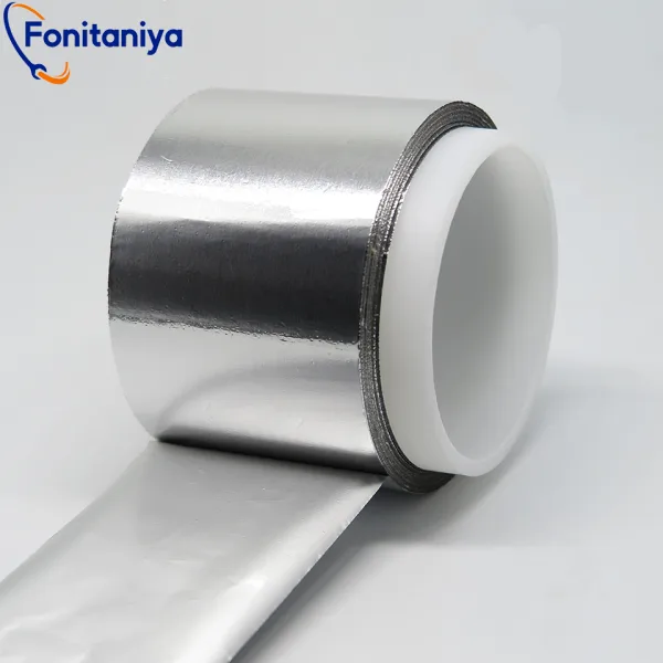 a roll of non-conductive aluminum tape on polyester carton