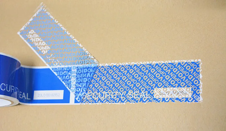 a compromised tamper-evident tape left marks of "VOID" on the surface of a carton box