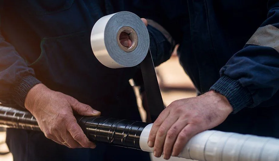 taping a HVAC pipeline