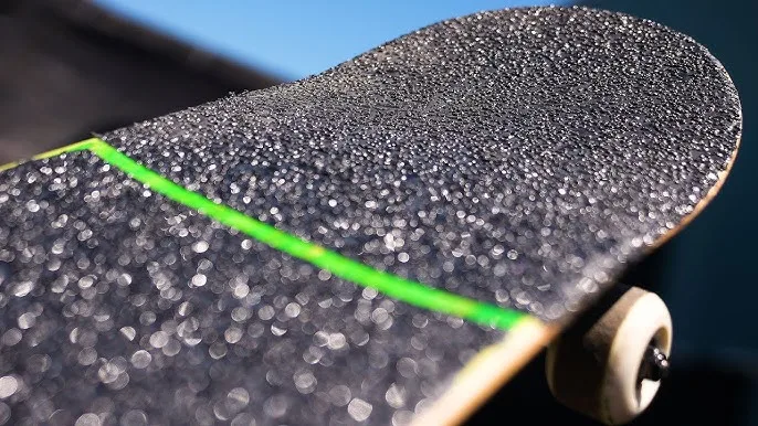 a very abrasive grip tape on a skateboard