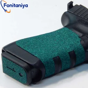 a dark-green grip tape wrapped around a pistol handle