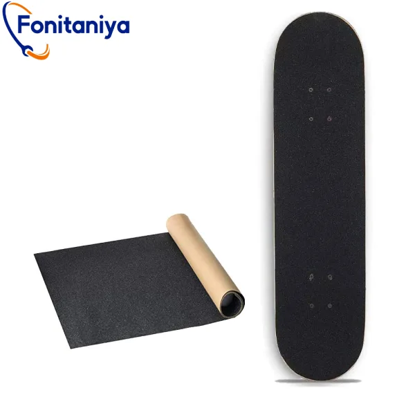 skateboard grip tape applied on a skateboard